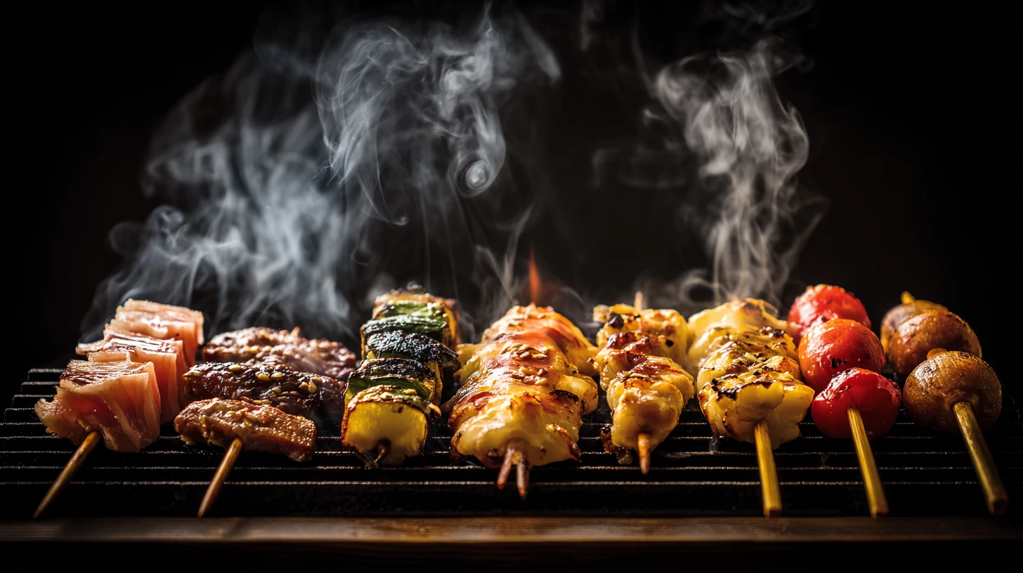 焼き鳥の炎・大将の手元