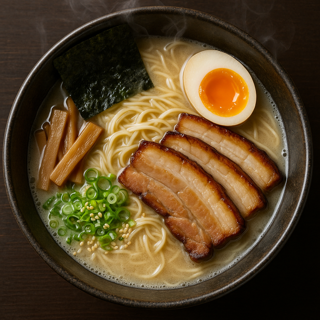 豚骨ラーメンの丼 — 焔火の看板の一杯