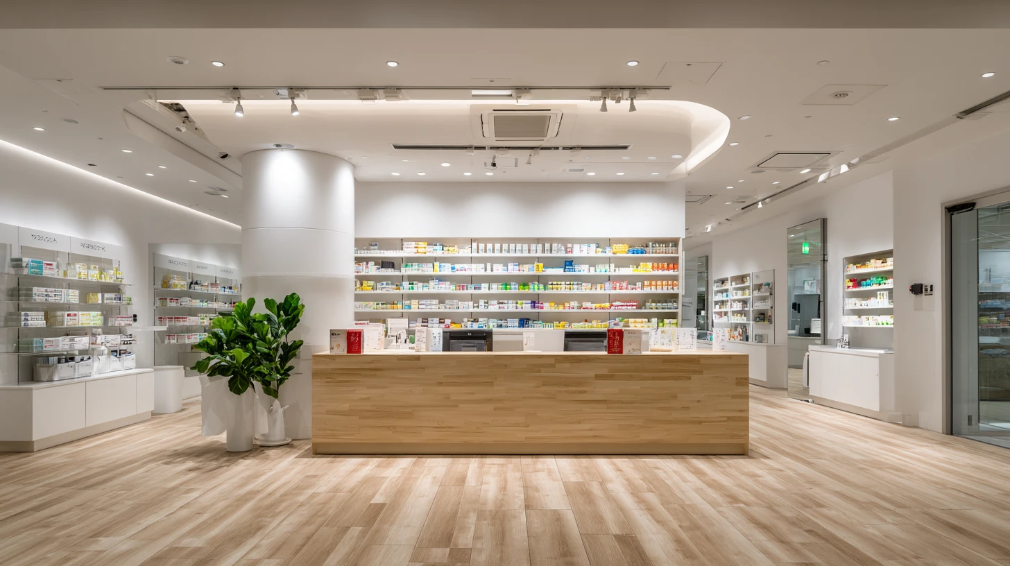 明るい調剤薬局の店内